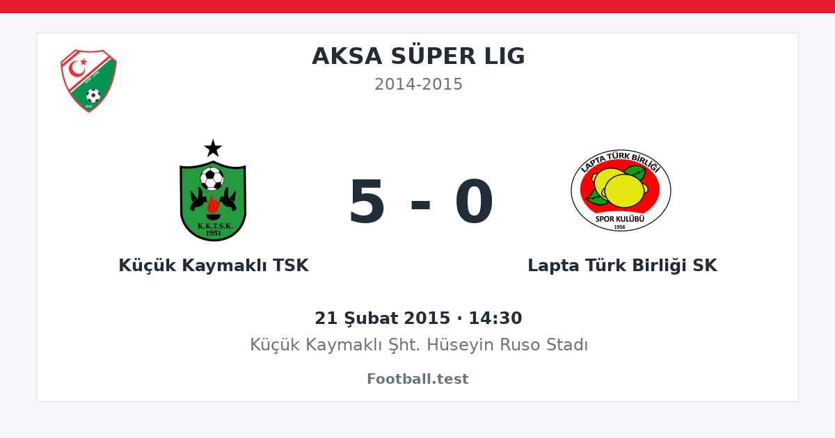 Küçük Kaymaklı TSK - Lapta Türk Birliği SK 5 - 0 paylaşım kartı
