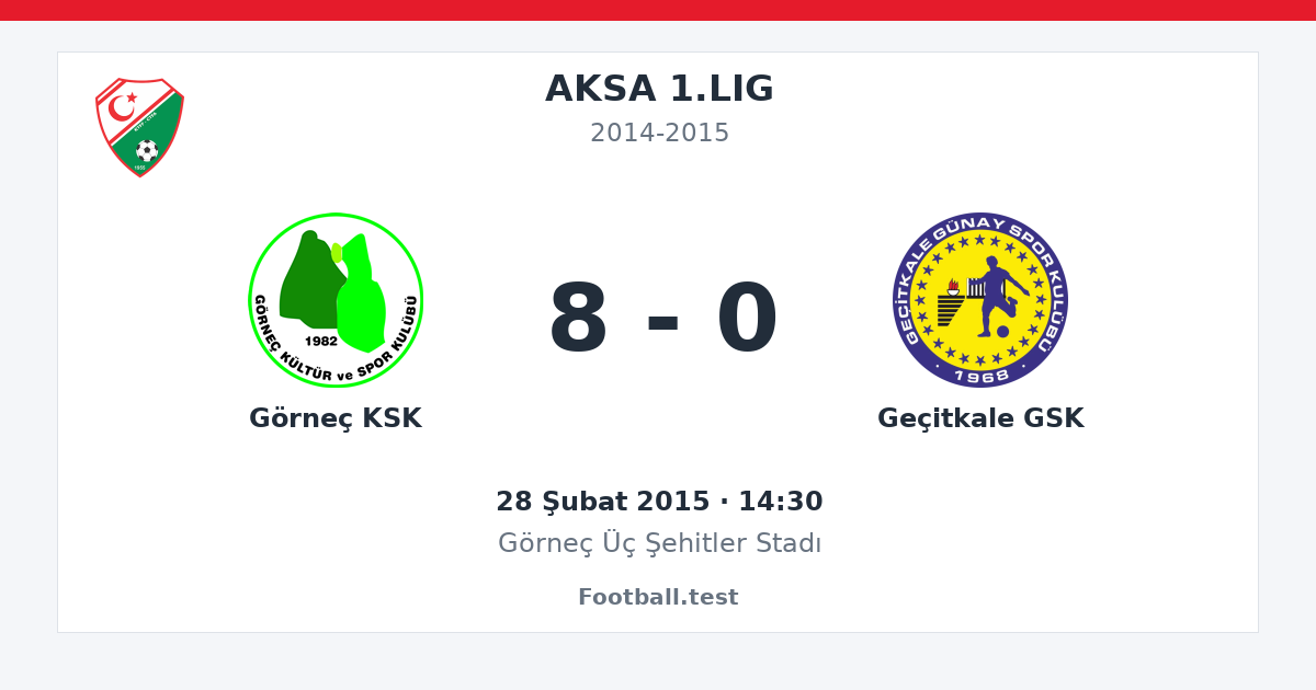 Görneç KSK - Geçitkale GSK 8 - 0 paylaşım kartı