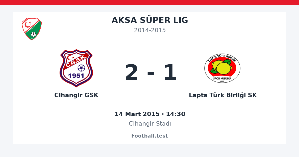 Cihangir GSK - Lapta Türk Birliği SK 2 - 1 paylaşım kartı