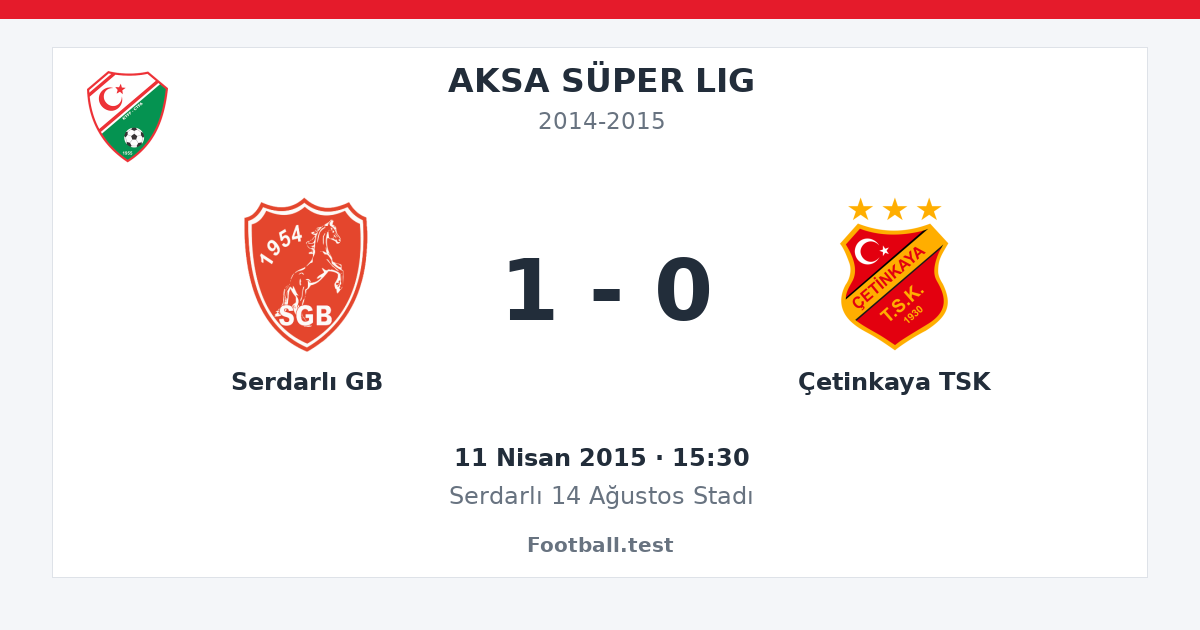 Serdarlı GB - Çetinkaya TSK 1 - 0 paylaşım kartı