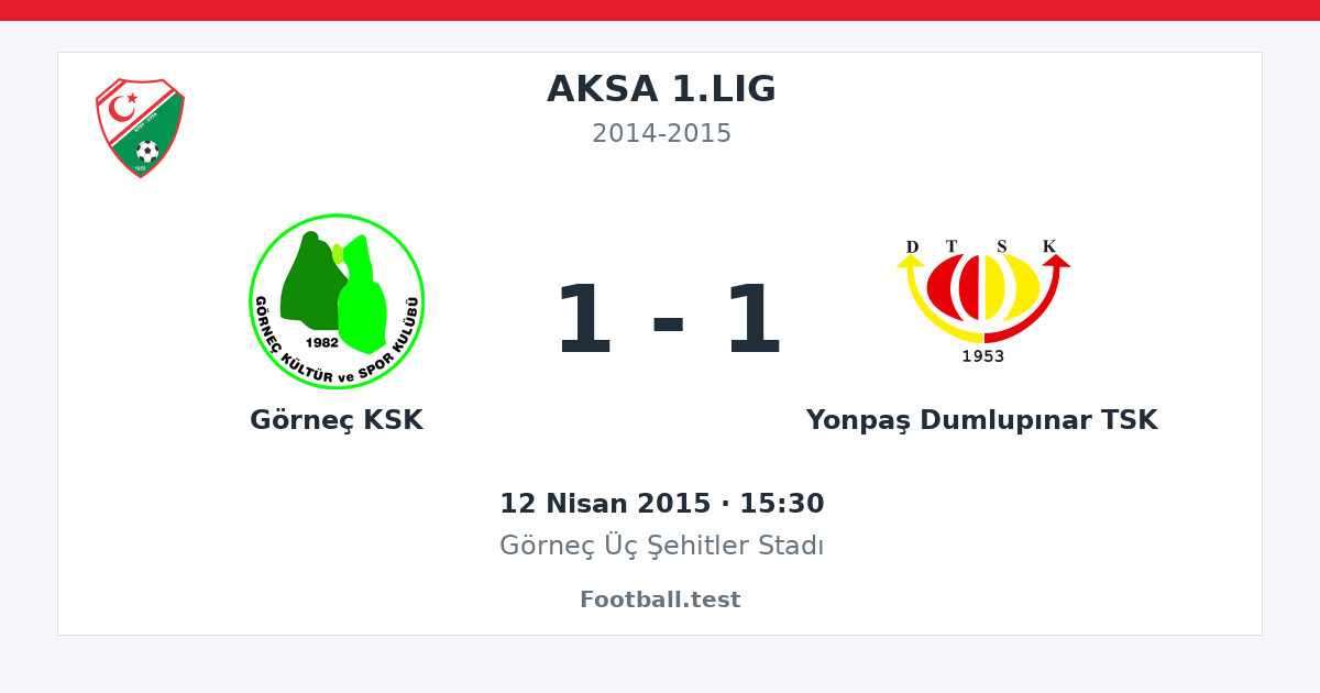 Görneç KSK - Yonpaş Dumlupınar TSK 1 - 1 paylaşım kartı