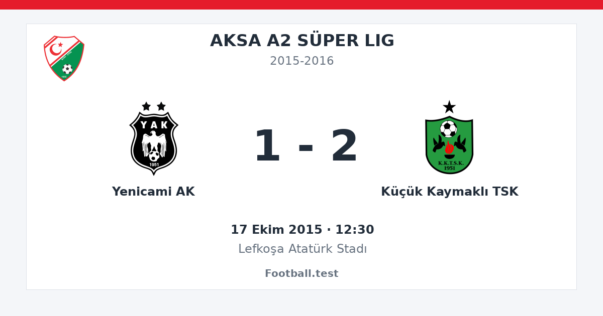 Yenicami AK - Küçük Kaymaklı TSK 1 - 2 paylaşım kartı