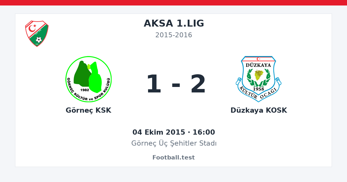 Görneç KSK - Düzkaya KOSK 1 - 2 paylaşım kartı