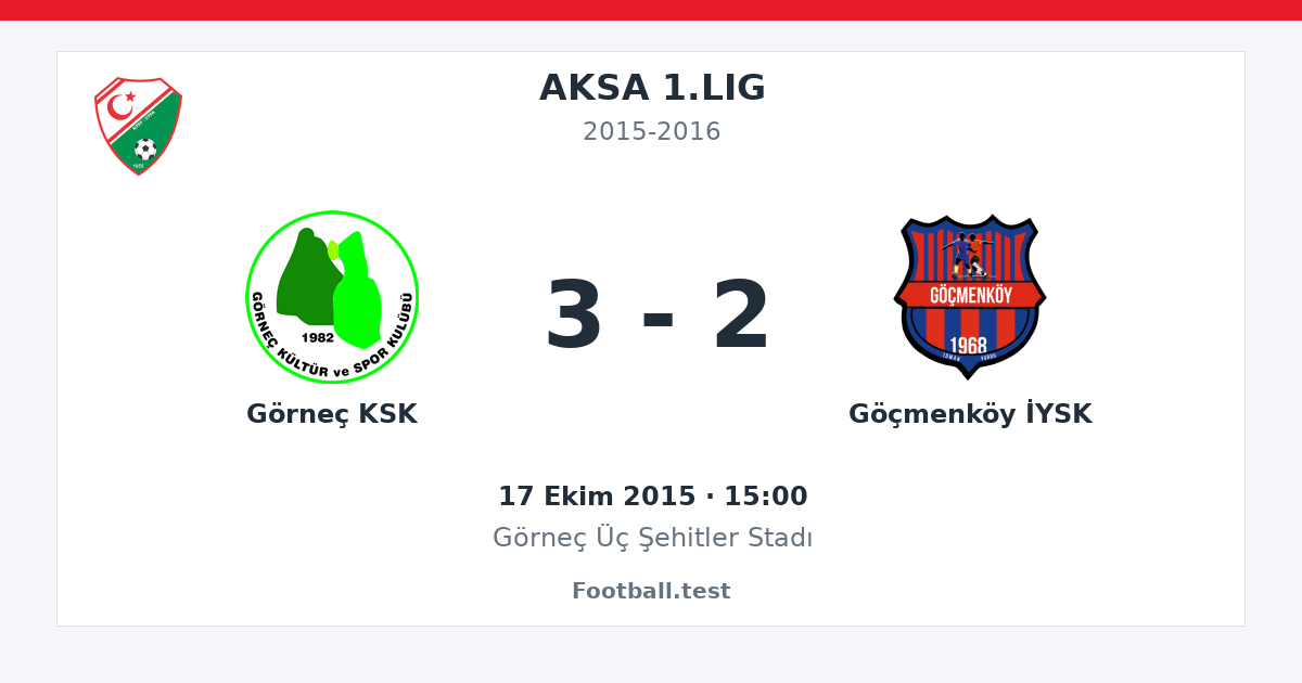 Görneç KSK - Göçmenköy İYSK 3 - 2 paylaşım kartı