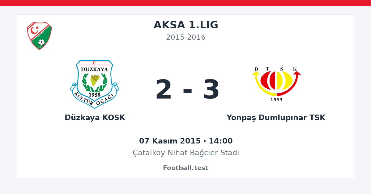 Düzkaya KOSK - Yonpaş Dumlupınar TSK 2 - 3 paylaşım kartı