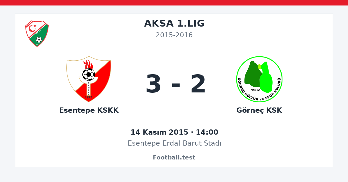 Esentepe KSKK - Görneç KSK 3 - 2 paylaşım kartı
