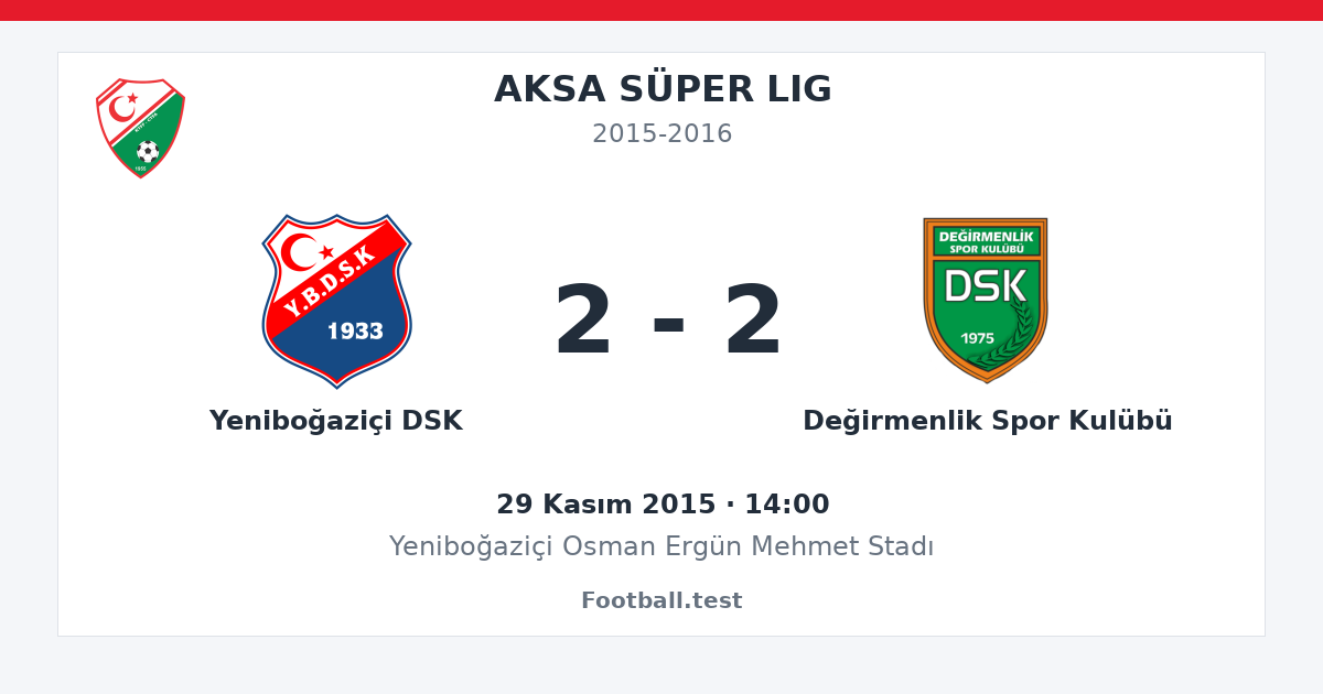 Yeniboğaziçi DSK - Değirmenlik Spor Kulübü 2 - 2 paylaşım kartı