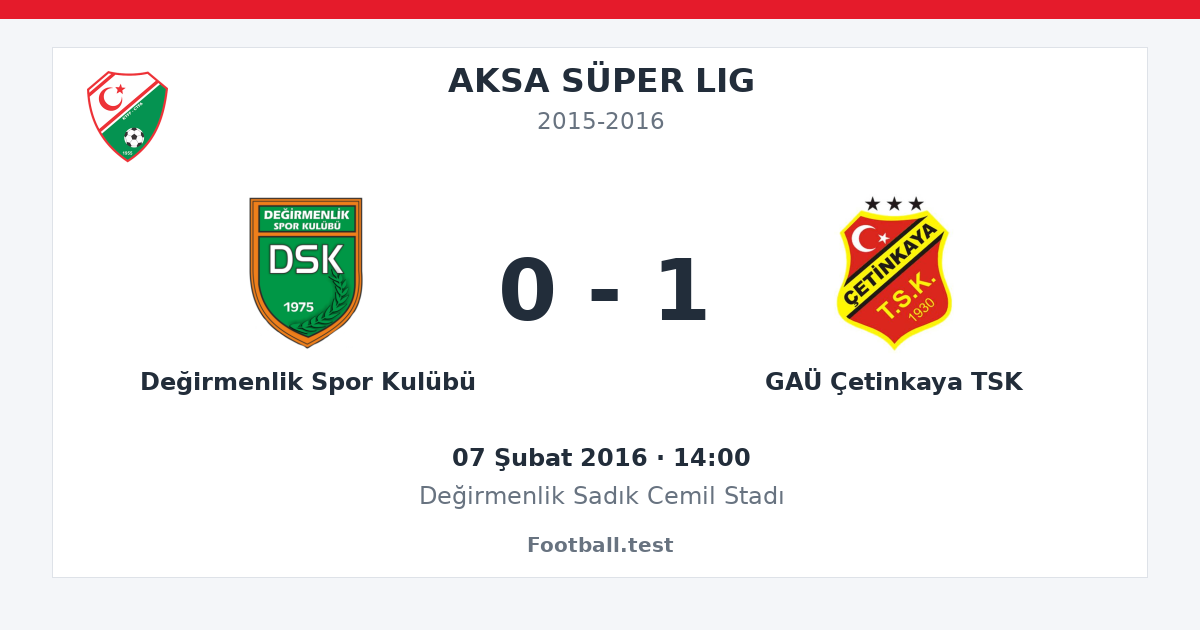 Değirmenlik Spor Kulübü - GAÜ Çetinkaya TSK 0 - 1 paylaşım kartı
