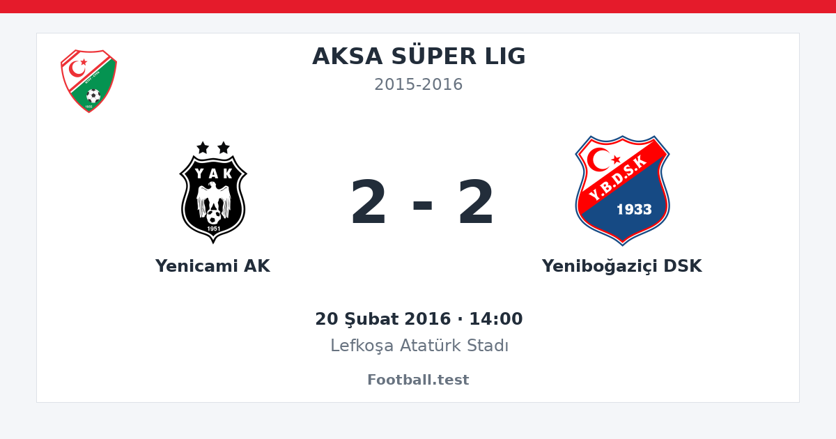 Yenicami AK - Yeniboğaziçi DSK 2 - 2 paylaşım kartı