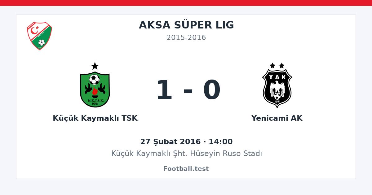 Küçük Kaymaklı TSK - Yenicami AK 1 - 0 paylaşım kartı