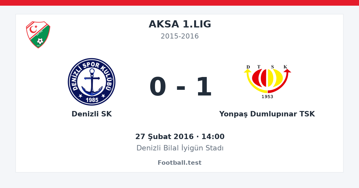 Denizli SK - Yonpaş Dumlupınar TSK 0 - 1 paylaşım kartı