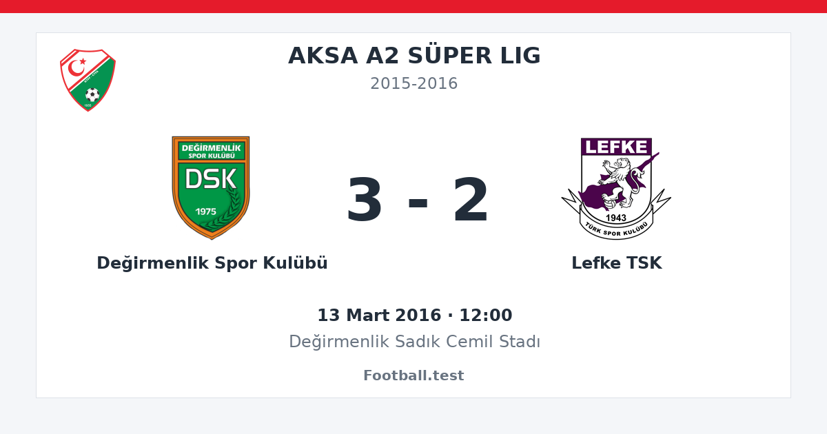 Değirmenlik Spor Kulübü - Lefke TSK 3 - 2 paylaşım kartı