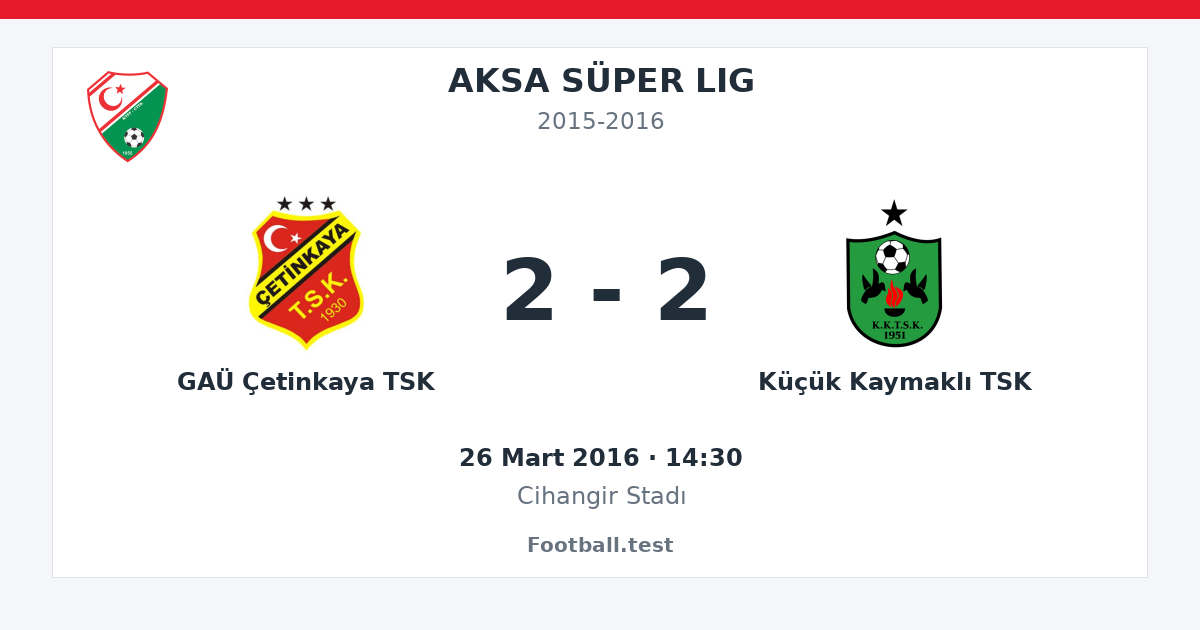 GAÜ Çetinkaya TSK - Küçük Kaymaklı TSK 2 - 2 paylaşım kartı