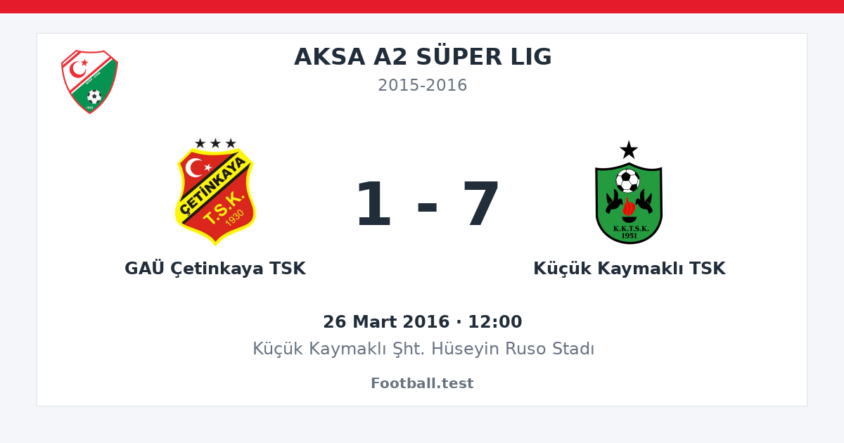 GAÜ Çetinkaya TSK - Küçük Kaymaklı TSK 1 - 7 paylaşım kartı