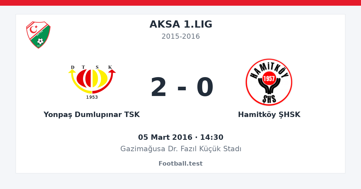 Yonpaş Dumlupınar TSK - Hamitköy ŞHSK 2 - 0 paylaşım kartı