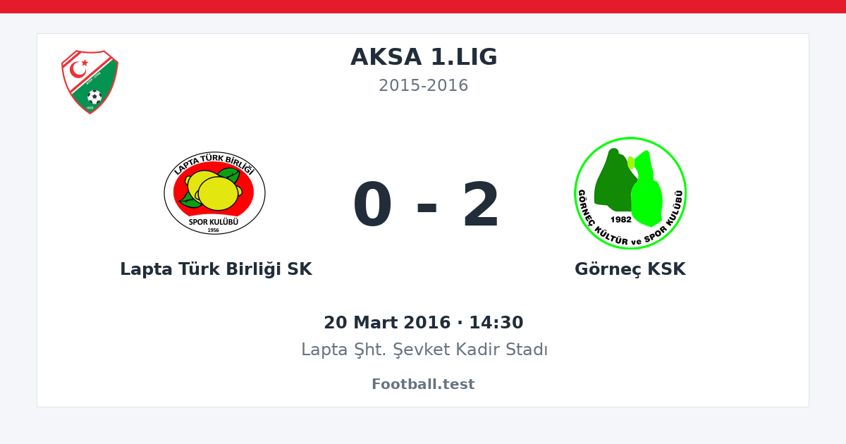Lapta Türk Birliği SK - Görneç KSK 0 - 2 paylaşım kartı