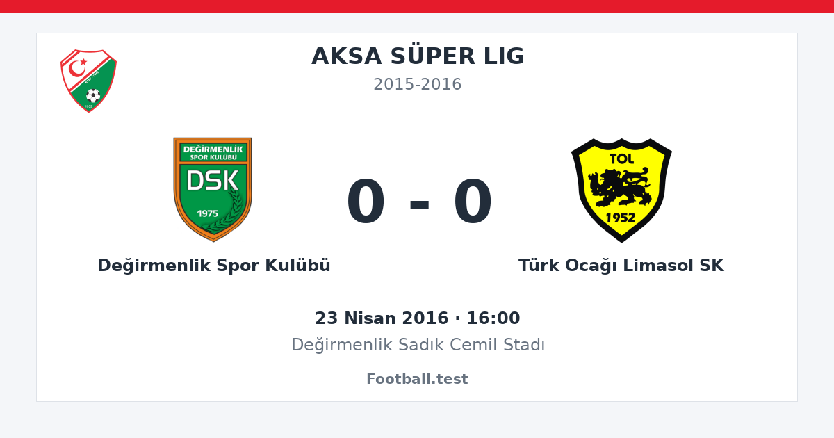 Değirmenlik Spor Kulübü - Türk Ocağı Limasol SK 0 - 0 paylaşım kartı