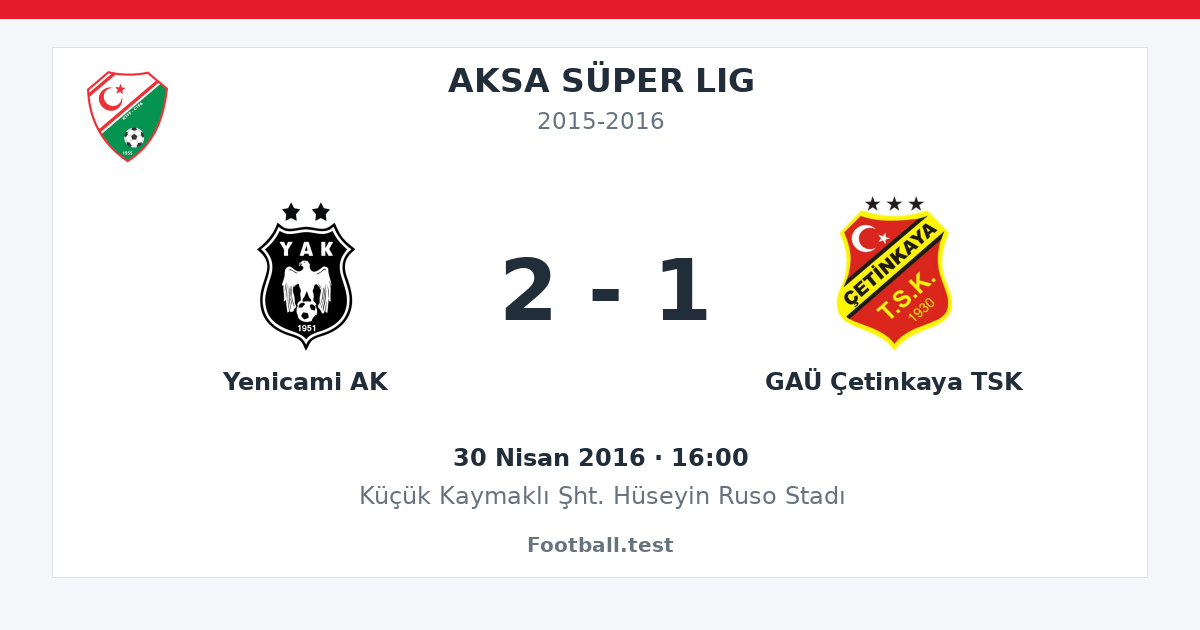 Yenicami AK - GAÜ Çetinkaya TSK 2 - 1 paylaşım kartı