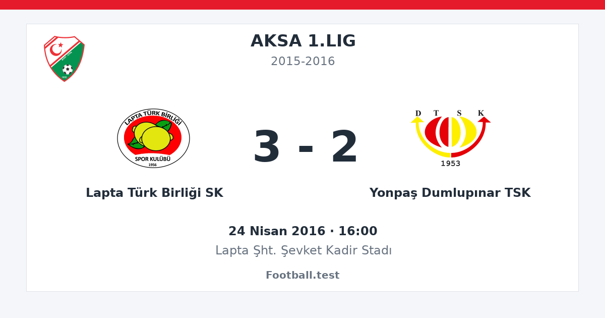 Lapta Türk Birliği SK - Yonpaş Dumlupınar TSK 3 - 2 paylaşım kartı