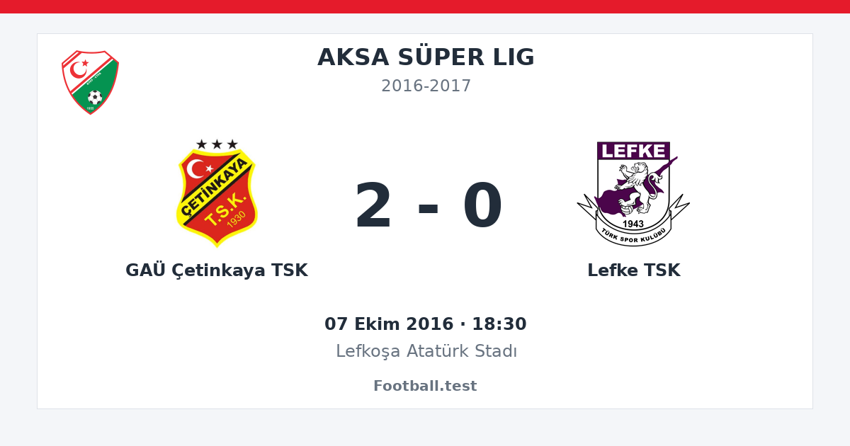 GAÜ Çetinkaya TSK - Lefke TSK 2 - 0 paylaşım kartı