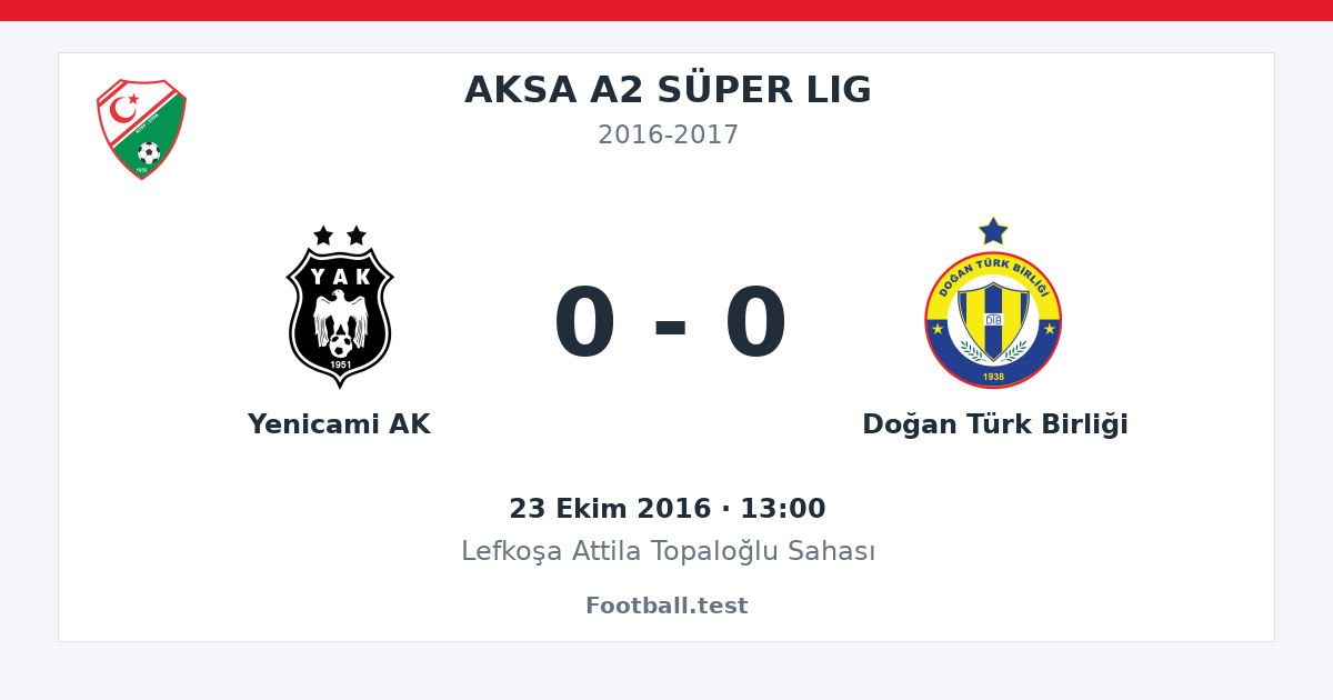 Yenicami AK - Doğan Türk Birliği 0 - 0 paylaşım kartı