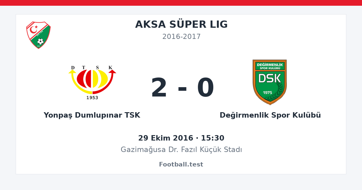 Yonpaş Dumlupınar TSK - Değirmenlik Spor Kulübü 2 - 0 paylaşım kartı