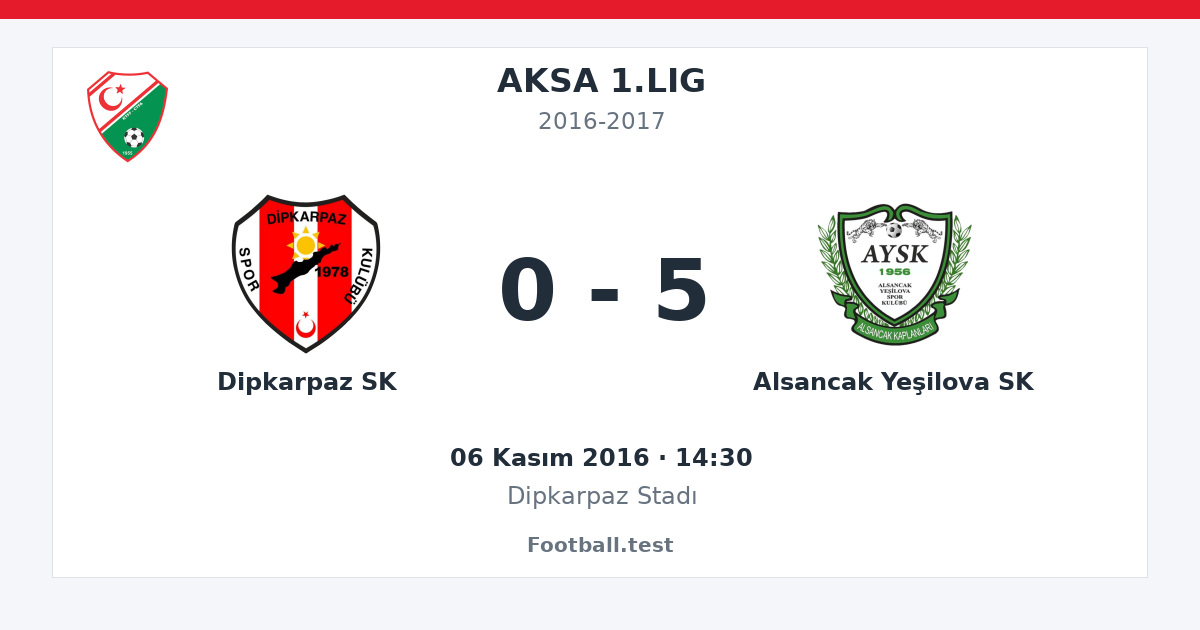 Dipkarpaz SK - Alsancak Yeşilova SK 0 - 5 paylaşım kartı