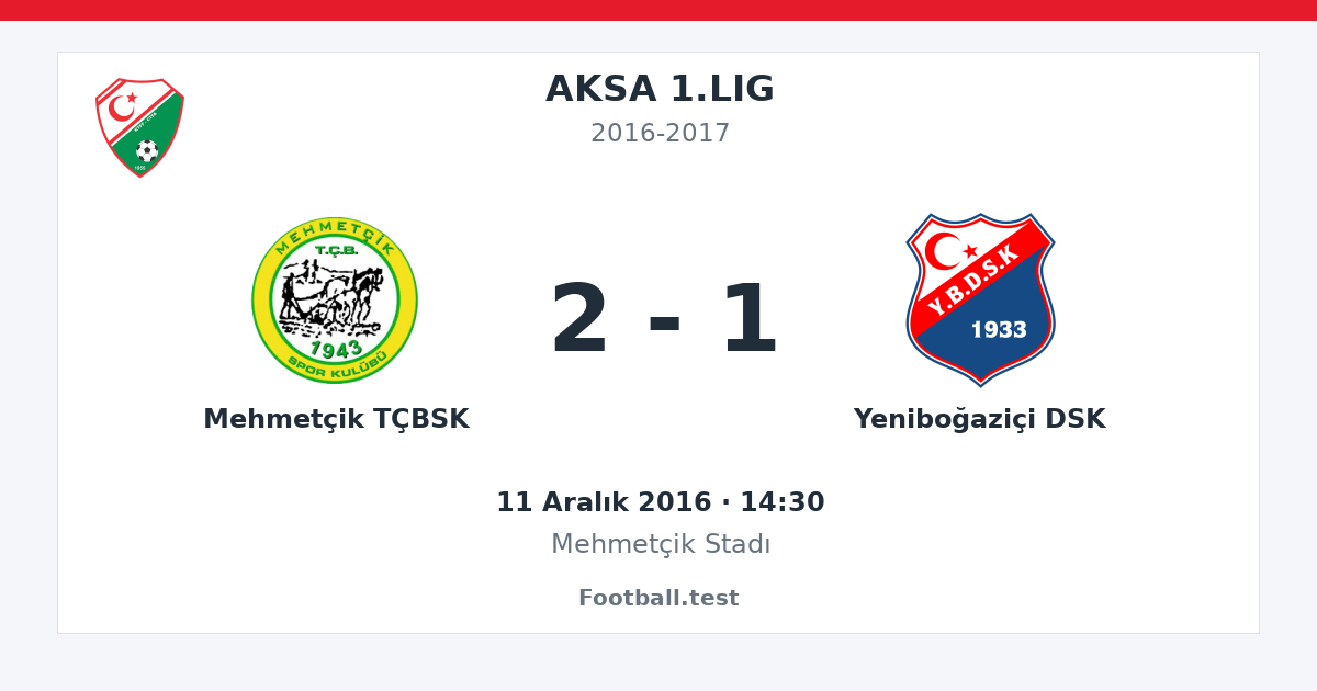 Mehmetçik TÇBSK - Yeniboğaziçi DSK 2 - 1 paylaşım kartı